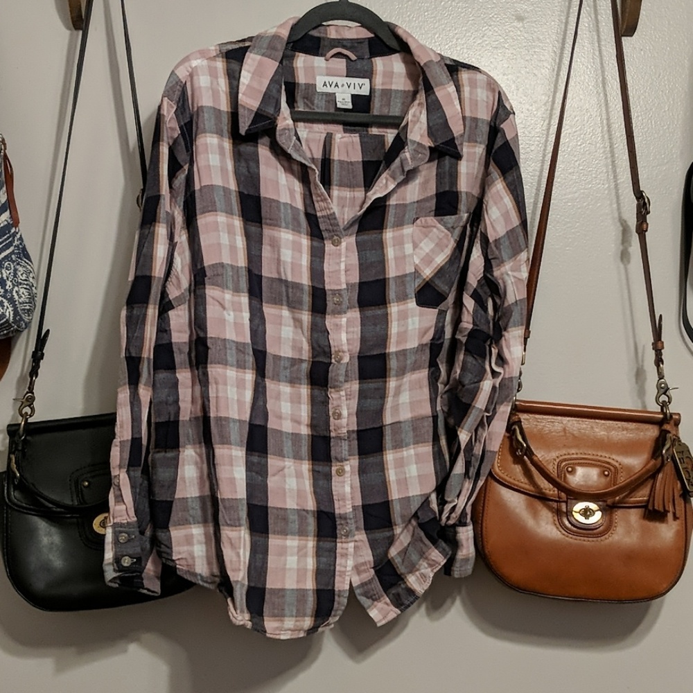 Ava and viv plaid top